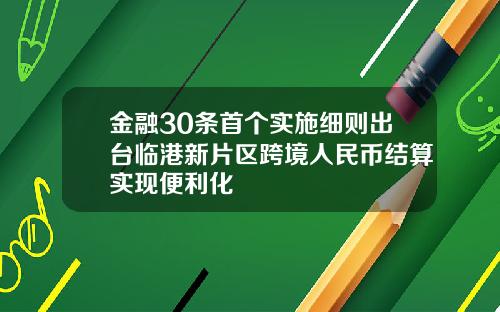 金融30条首个实施细则出台临港新片区跨境人民币结算实现便利化