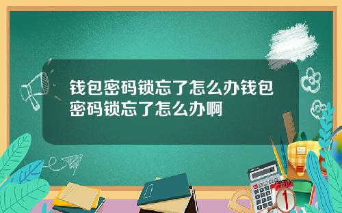 钱包密码锁忘了怎么办钱包密码锁忘了怎么办啊