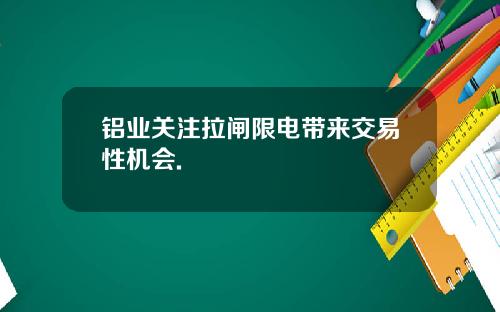 铝业关注拉闸限电带来交易性机会.