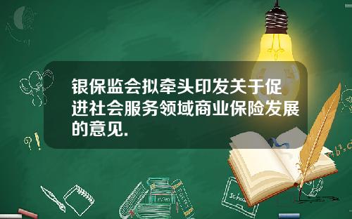 银保监会拟牵头印发关于促进社会服务领域商业保险发展的意见.