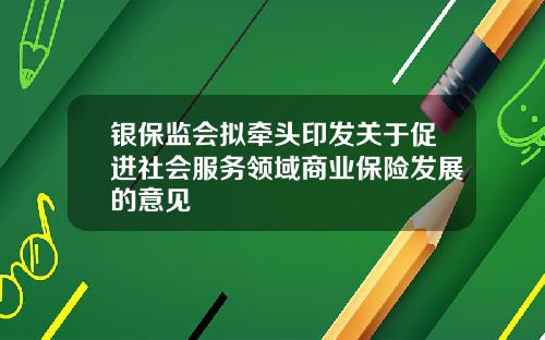 银保监会拟牵头印发关于促进社会服务领域商业保险发展的意见