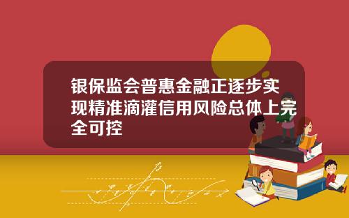 银保监会普惠金融正逐步实现精准滴灌信用风险总体上完全可控