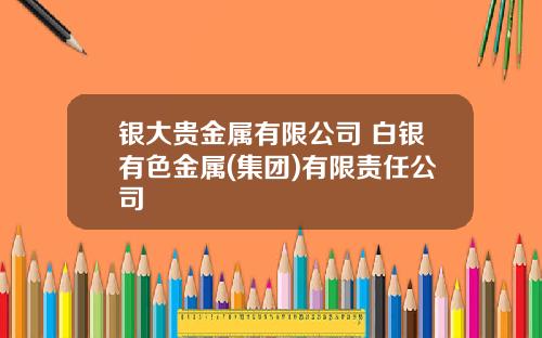 银大贵金属有限公司 白银有色金属(集团)有限责任公司