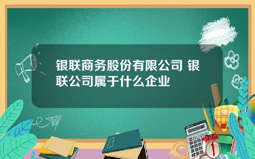 银联商务股份有限公司 银联公司属于什么企业