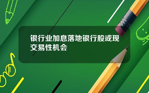 银行业加息落地银行股或现交易性机会