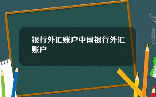 银行外汇账户中国银行外汇账户