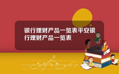 银行理财产品一览表平安银行理财产品一览表