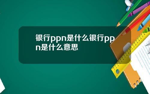 银行ppn是什么银行ppn是什么意思