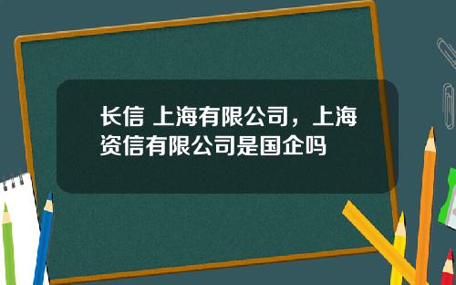 长信 上海有限公司，上海资信有限公司是国企吗