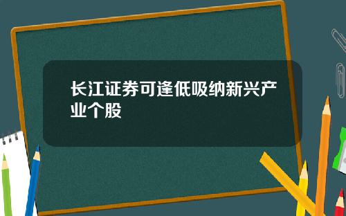 长江证券可逢低吸纳新兴产业个股