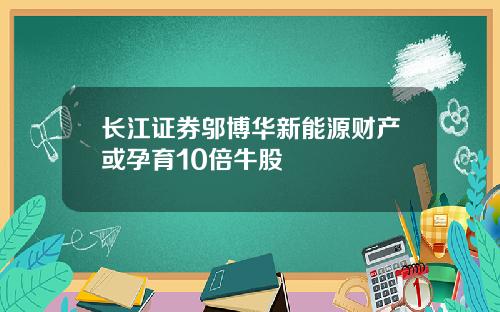 长江证券邬博华新能源财产或孕育10倍牛股