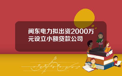 闽东电力拟出资2000万元设立小额贷款公司