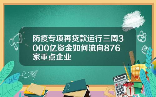 防疫专项再贷款运行三周3000亿资金如何流向876家重点企业