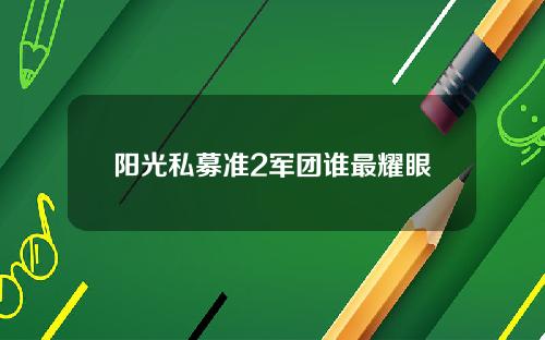 阳光私募准2军团谁最耀眼