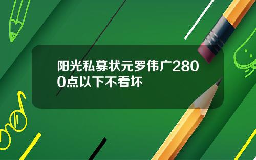 阳光私募状元罗伟广2800点以下不看坏