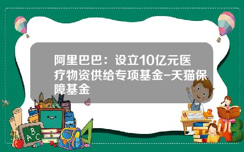 阿里巴巴：设立10亿元医疗物资供给专项基金-天猫保障基金