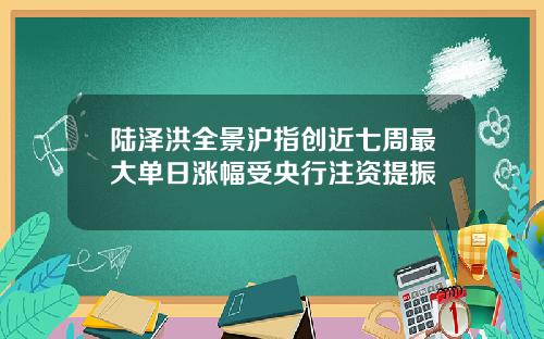 陆泽洪全景沪指创近七周最大单日涨幅受央行注资提振