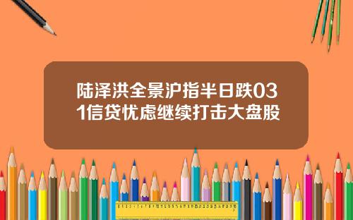 陆泽洪全景沪指半日跌031信贷忧虑继续打击大盘股