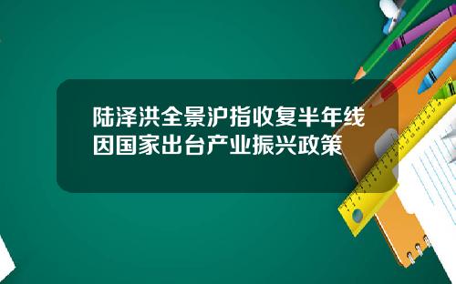 陆泽洪全景沪指收复半年线因国家出台产业振兴政策