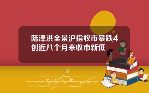 陆泽洪全景沪指收市暴跌4创近八个月来收市新低