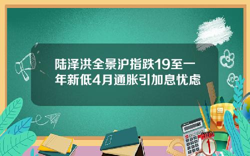 陆泽洪全景沪指跌19至一年新低4月通胀引加息忧虑