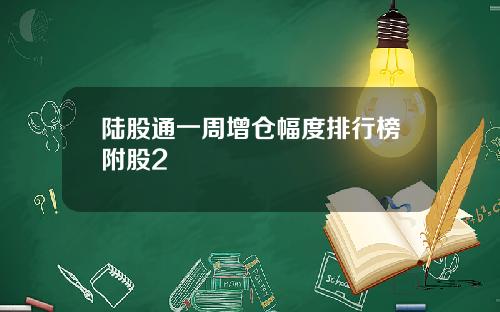 陆股通一周增仓幅度排行榜附股2