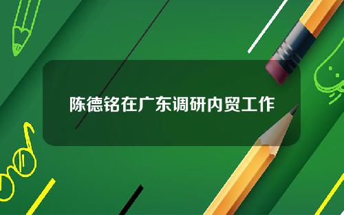 陈德铭在广东调研内贸工作