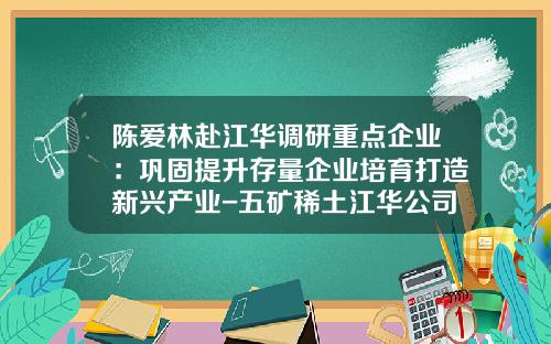 陈爱林赴江华调研重点企业：巩固提升存量企业培育打造新兴产业-五矿稀土江华公司