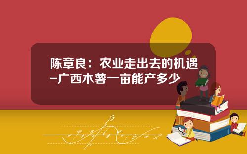 陈章良：农业走出去的机遇-广西木薯一亩能产多少
