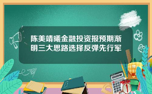 陈美靖曦金融投资报预期渐明三大思路选择反弹先行军