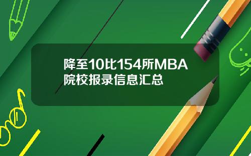 降至10比154所MBA院校报录信息汇总