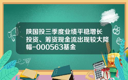 陕国投三季度业绩平稳增长投资、筹资现金流出现较大降幅-000563基金