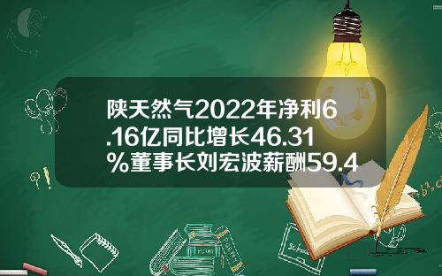 陕天然气2022年净利6.16亿同比增长46.31%董事长刘宏波薪酬59.48万-一个县的燃气公司利润