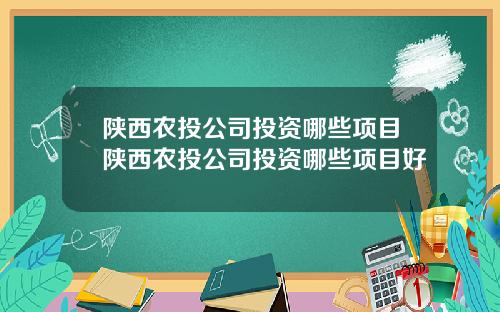 陕西农投公司投资哪些项目陕西农投公司投资哪些项目好
