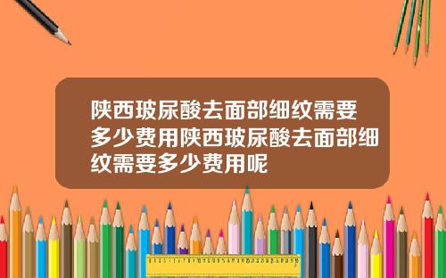 陕西玻尿酸去面部细纹需要多少费用陕西玻尿酸去面部细纹需要多少费用呢