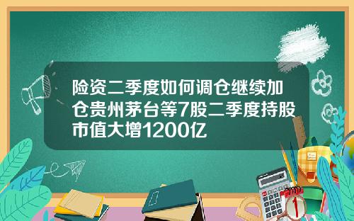 险资二季度如何调仓继续加仓贵州茅台等7股二季度持股市值大增1200亿