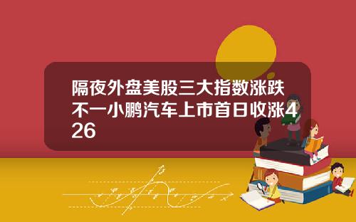 隔夜外盘美股三大指数涨跌不一小鹏汽车上市首日收涨426