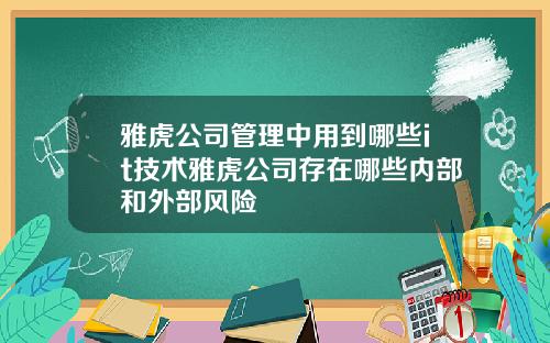 雅虎公司管理中用到哪些it技术雅虎公司存在哪些内部和外部风险