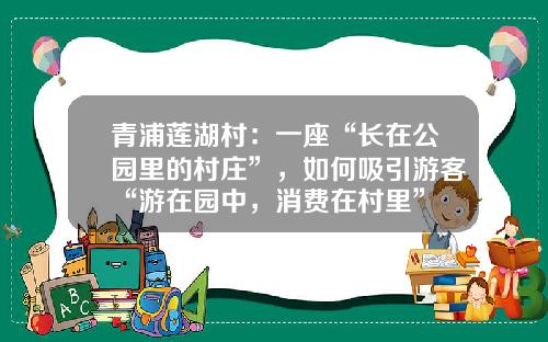 青浦莲湖村：一座“长在公园里的村庄”，如何吸引游客“游在园中，消费在村里”