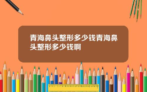 青海鼻头整形多少钱青海鼻头整形多少钱啊