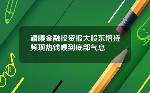 靖曦金融投资报大股东增持频现热钱嗅到底部气息