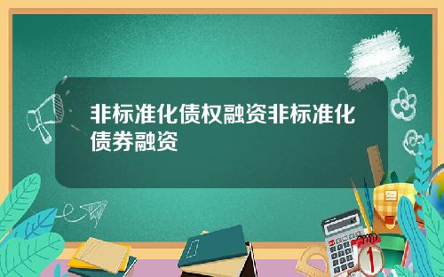非标准化债权融资非标准化债券融资