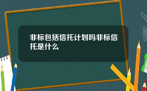 非标包括信托计划吗非标信托是什么