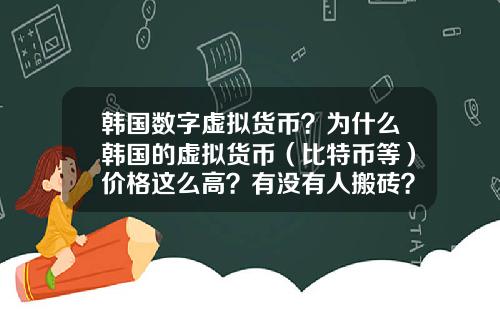 韩国数字虚拟货币?为什么韩国的虚拟货币(比特币等)价格这么高?有没有人搬砖?怎么搬?