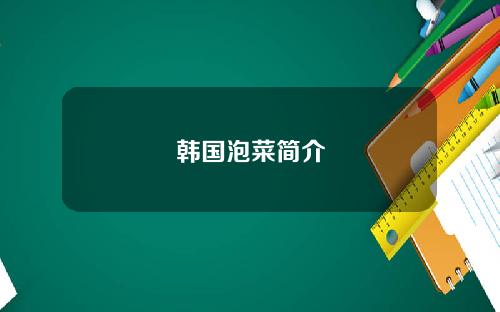 韩国泡菜简介