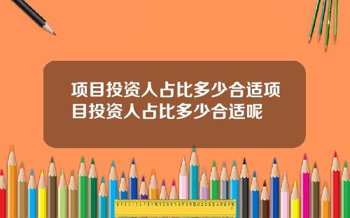 项目投资人占比多少合适项目投资人占比多少合适呢