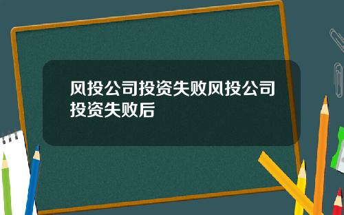 风投公司投资失败风投公司投资失败后