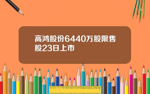 高鸿股份6440万股限售股23日上市