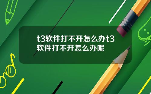t3软件打不开怎么办t3软件打不开怎么办呢