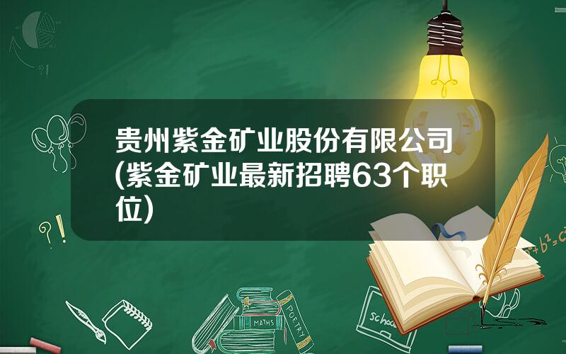 贵州紫金矿业股份有限公司(紫金矿业最新招聘63个职位)